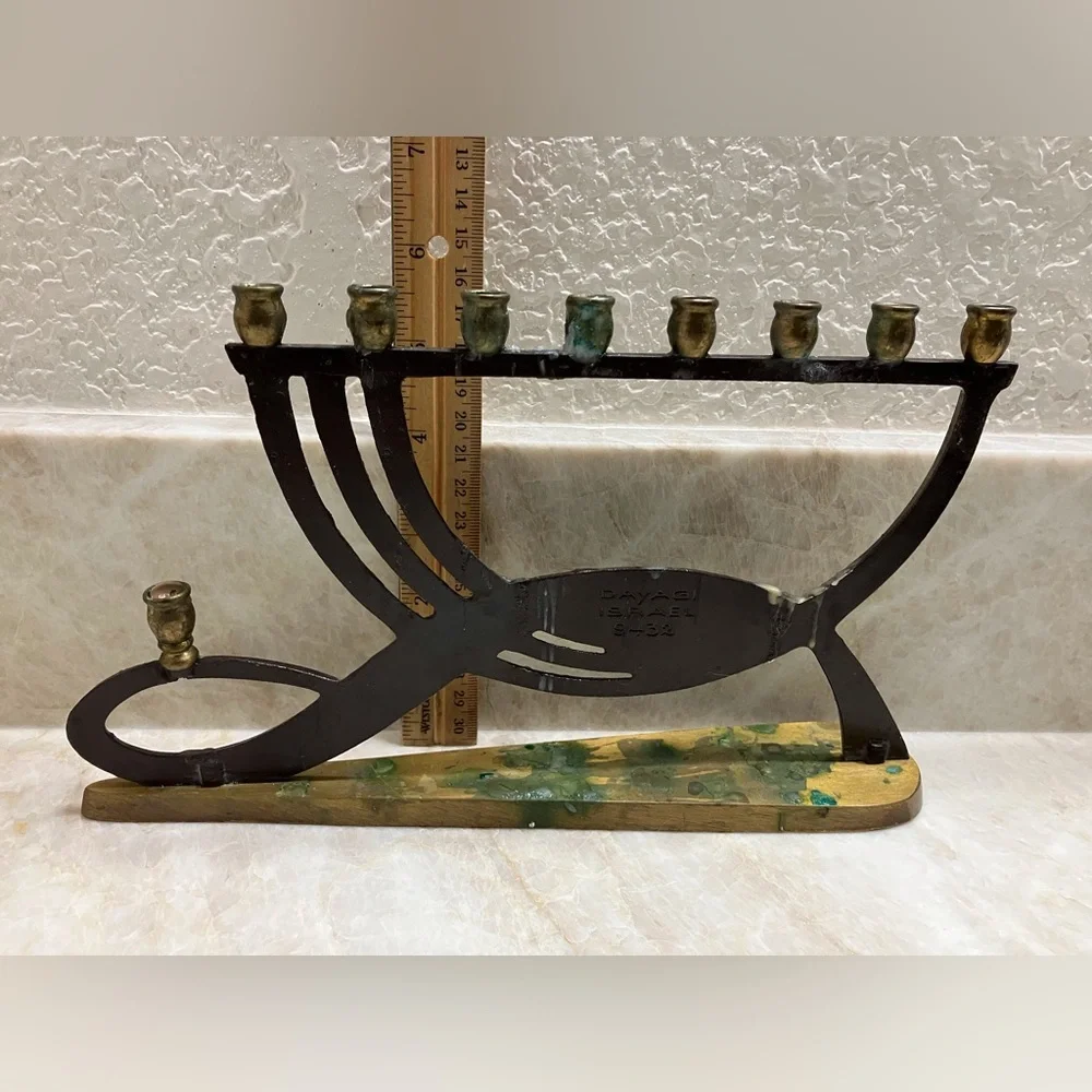 Elegant Gold and Blue Menorah - Picture 4 of 7